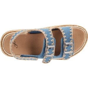 FREELY Women’s Raffia Platform Sandal Summer Boho Blue and Tan Size 8